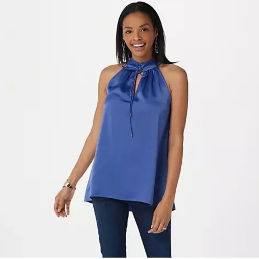 Haute Hippie Tribe Blue Halter Blouse Size M